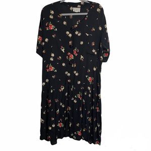 Toots Pierre vintage black floral dress